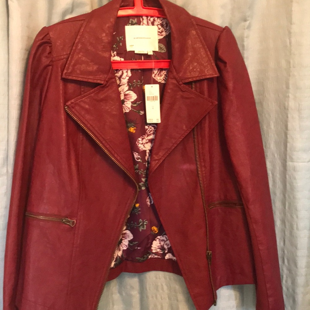 Vegan leather wine color medium jacket